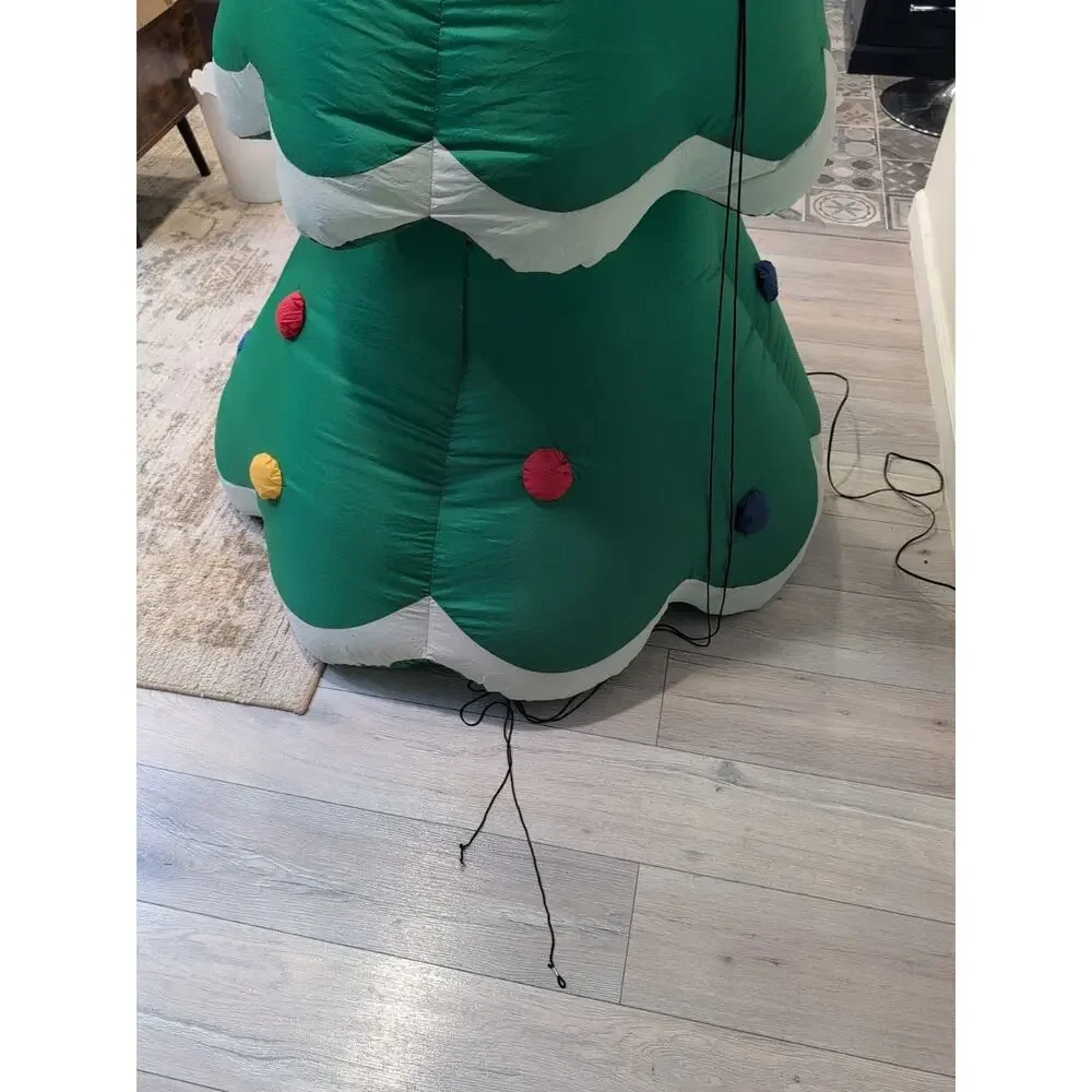 7' Air blown Inflatable Gemmy Christmas Tree‎ w/ Star and Ornaments Tested Work